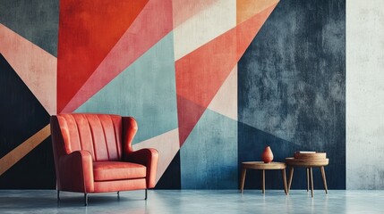 Aufkleber - Modern, abstract wallpaper with bold geometric designs, making a striking statement in a contemporary interior.