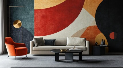 Aufkleber - Modern, geometric wallpaper with bold, abstract designs, making a striking statement in a contemporary space.