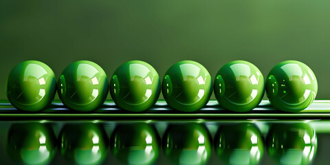 Wall Mural - Green balls in a row