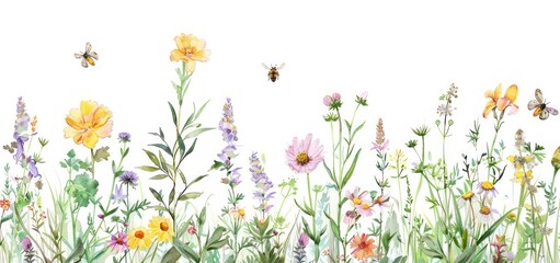 Poster - Watercolor Wildflower Meadow