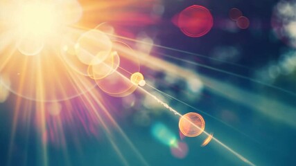 Aufkleber - A colorful, blurry background with a bright sun shining through the center. The sun is surrounded by a lot of small, colorful circles, creating a sense of movement and energy