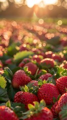 As they sparkle in the sun, rows of delicious red strawberries entice you to taste their juicy sweetness