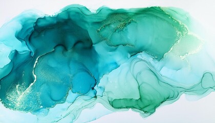 abstract watercolor paint background by teal color blue and green with liquid fluid texture for background banner