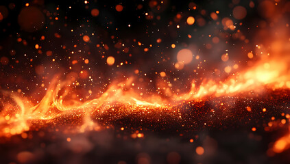 Poster - Abstract representation of vibrant flames and glowing sparks, creating a dramatic and dynamic visual effect.