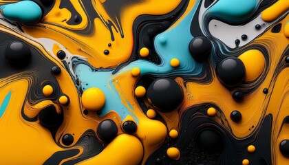 Wall Mural - abstract mixed vivid and black spots and stains backdrop flat fluid shapes decorative background