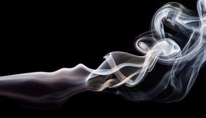 Wall Mural - white smoke isolated on black background