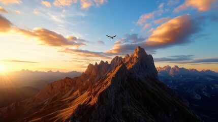 The stunning view of the Dolomites at day, with their peaks glowing in warm hues, Italy