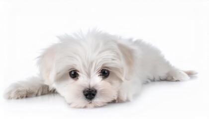 puppy maltese lapdog isolated on white background