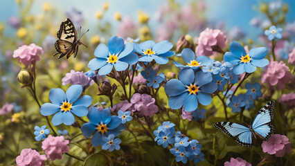 A beautiful summer meadow where two butterflies swirl and twirl.