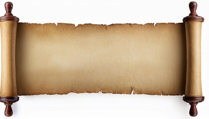 old paper horizontal banner parchment scroll isolated on white