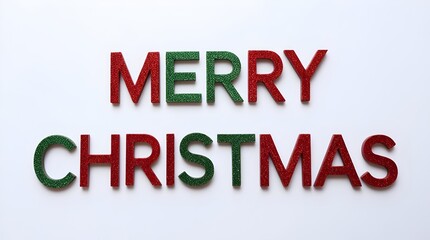 classic merry christmas script on pristine white background