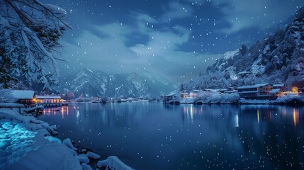 Wall Mural - Tianchi, snow, bright, lonely, night