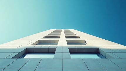 Poster - Residential  building bottom view Modern apartment building on a sunny day  Facade of a modern apartment building : Generative AI