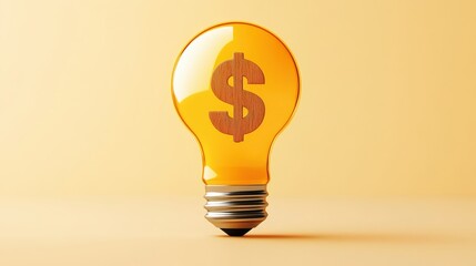 Wall Mural - light bulb with dollar sign, innovative marketing, minimal flat design illustration on white backgro