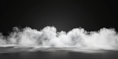 Wall Mural - Realistic fog on black background, with copyspace, black background