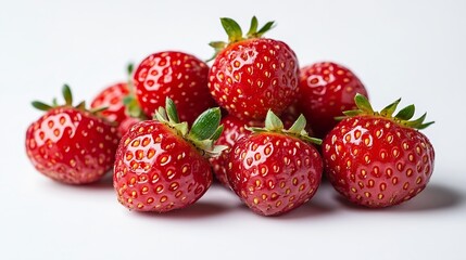 Poster - Red strawberries isolated on a white background : Generative AI