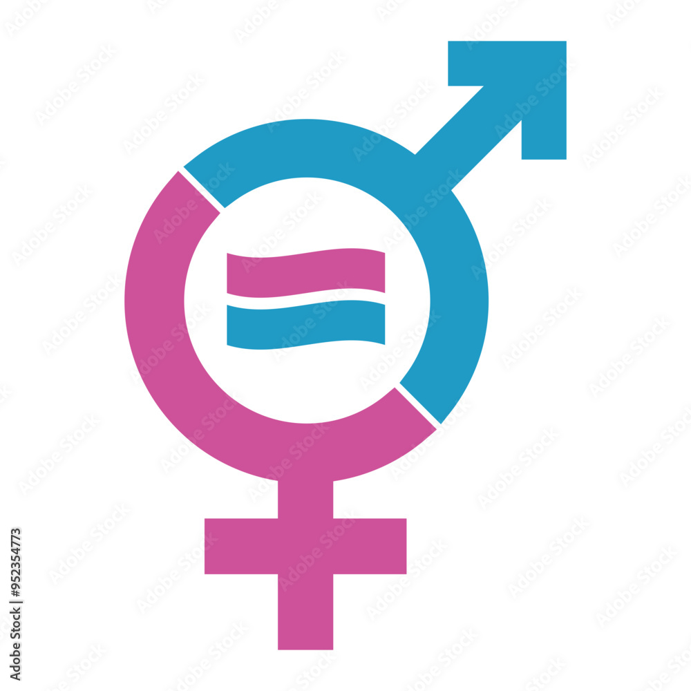 Gender equality symbol isolated on white background. Men and women ...