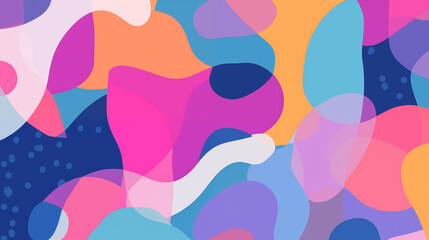 Poster - Playful Organic Shapes in Pastel and Bold Colors With Overlaying Effects