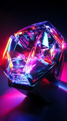 Poster - cutting edge synthetic futuristic product mockup with holographic display and neon infused aesthetic
