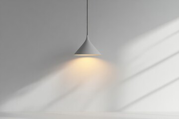 Wall Mural - minimalist white pendant light, centered on white background, 3d render illustration, copy space for