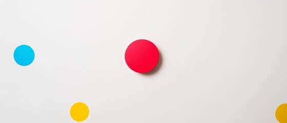 Wall Mural - A red circle is surrounded by blue and yellow circles