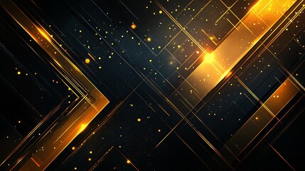 Wall Mural - A dynamic abstract backdrop featuring bold golden lines and shimmering particles.