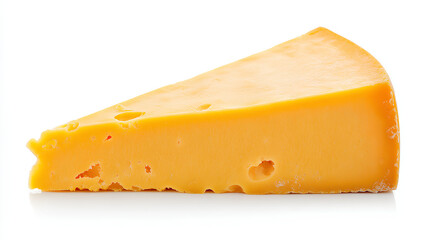 floated single cheddar cheese slice isolate on white background