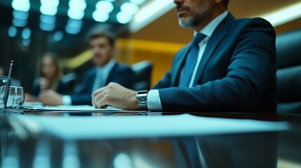 Aufkleber - Businessmen are attending a meeting about finances Discussing tax payments in the conference room Meeting to plan marketing to increase operating results Business meeting idea : Generative AI