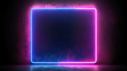 Poster - Neon light frame on dark wall