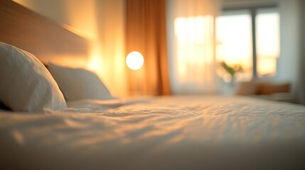 Poster - Blurred Contemporary Modern bed room interior design Blur Interior background concept : Generative AI