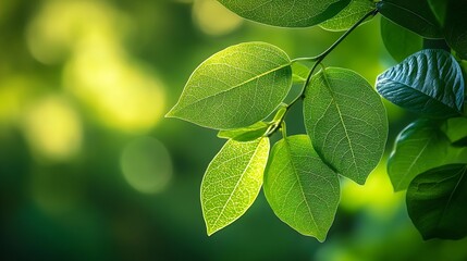 Aufkleber - Nature of green leaf in garden at summer Natural green leaves plants using as spring background cover page greenery environment ecology lime green wallpaper : Generative AI