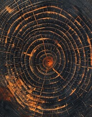 Poster - Burnt tree rings close-up