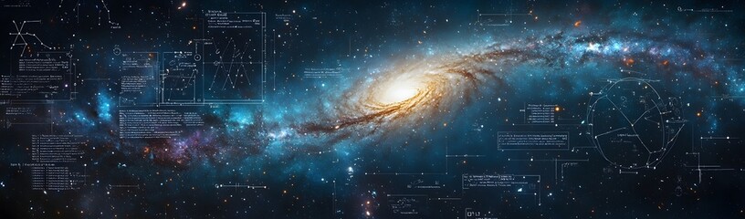 Wall Mural - cosmic convergence of science and space blended galaxies equations and impressions