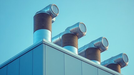 Poster - Ventilation pipes on the top of large industrial building : Generative AI