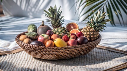 Wall Mural - assortment of tropical fruit overflowing