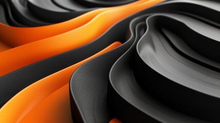 Poster - A black and orange wave with a black and orange stripe