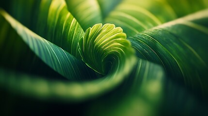 Poster - The palm leaf curls towards the center Abstract nature background : Generative AI