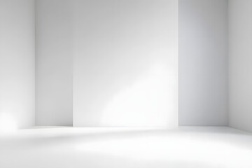 Poster - Blank white gradient background with product display. White backdrop or empty studio with room floor. 3D rendering.