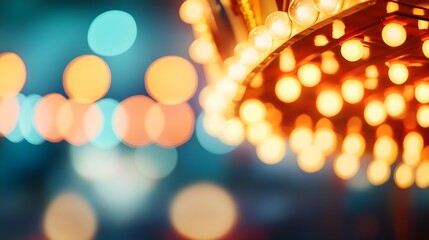 Poster - Warm Bokeh Lights, Nighttime Abstract, Festive Background