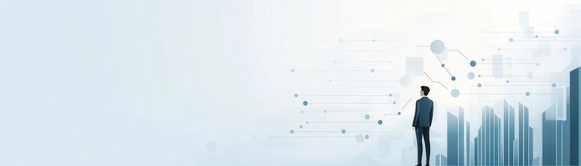Information hub, digital transformation, high-tech visuals, flat design illustration
