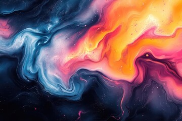 Wall Mural - abstract fluid art background swirling vibrant colors marbled effect high contrast dynamic composition