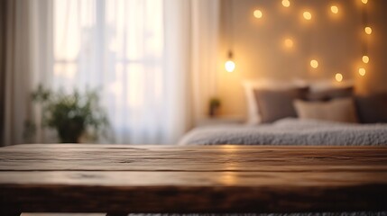 Poster - Table Top And Blur Background In the Bedroom : Generative AI