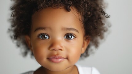 Poster - A baby with brown hair and a white shirt