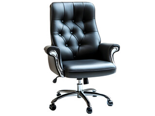 Elegant black leather office chair with a modern design, perfect for any workspace or home office.