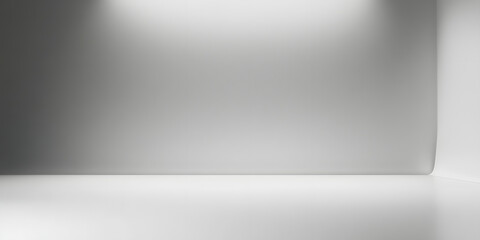 Poster - Blank gray gradient background with product display. White backdrop or empty studio with room floor. 3D rendering.