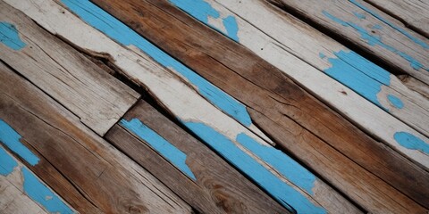 Wooden background with blue and white chipped horizontal planks.