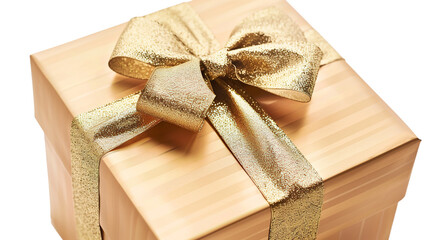 Wall Mural - golden gift box with bow isolated on transparent background, png