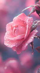 Sticker - Morning rose, the beauty of flowers adorned with dewdrops