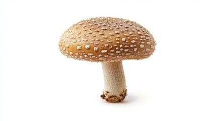 Leinwandbilder - A single, small wild mushroom with delicate details and a fine texture, isolated on a white background to emphasize its intricate features.