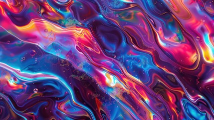 Poster - A maximalist holographic background with an explosion of colors, patterns, and textures, creating a visually stimulating and dynamic effect.